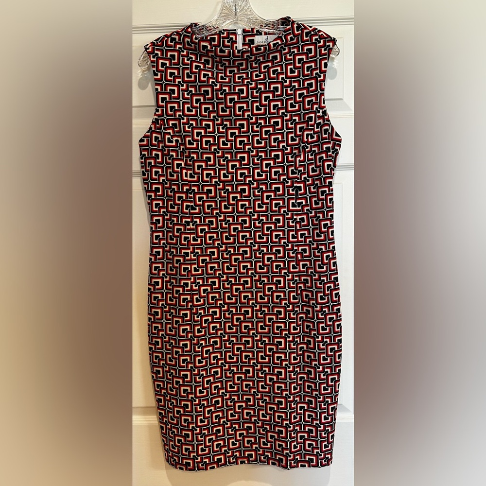 Jude Connally sleeveless boat neck zip back geometric print dress